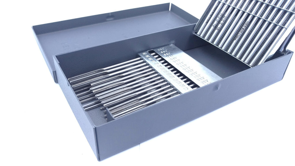 60 Pcs No.1 to No.60 Hss Ansi ChucReamer Set in Huot USA Index Metal Box, 5500-Sk00 | 60 Pc Set, Straight Shank, Straight Flute, Right-Hand Cut, +0.0001 to +0.0005 in Tolerance, Huot Box