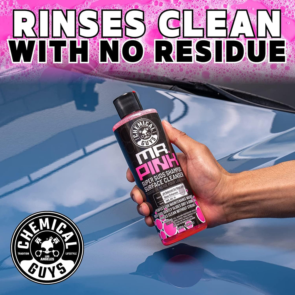 Chemical Guys CWS_402QDSW Car Wash &amp; Quick Detailer Bundle - Mr. Pink Foaming Car Wash Soap, 128 oz (1 Gallon) + Speed Wipe Sprayable Gloss &amp; Quick Detailer, 16 oz (2 Items)