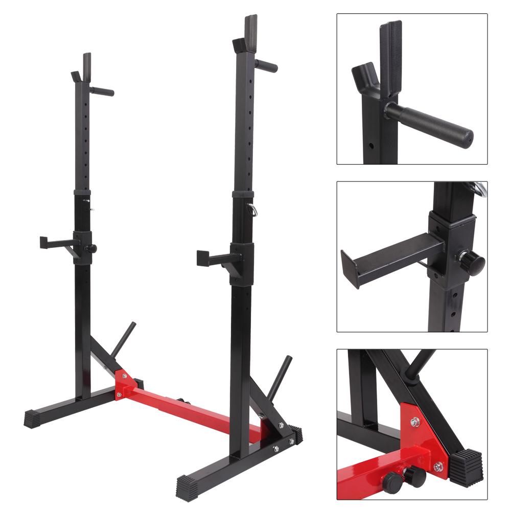 XGEEK Home Indoor Fitness Adjustable Multi-function Barbell Stand Squat Bench Press Trainer Steel Squat Rack for Gym Workout Exercise