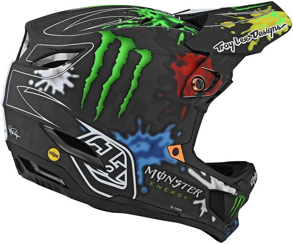 Troy Lee Designs Limited Edition Adult | BMX | Downhill | Mountain Bike D4 Carbon Monster Zink Helmet (Black, Medium)