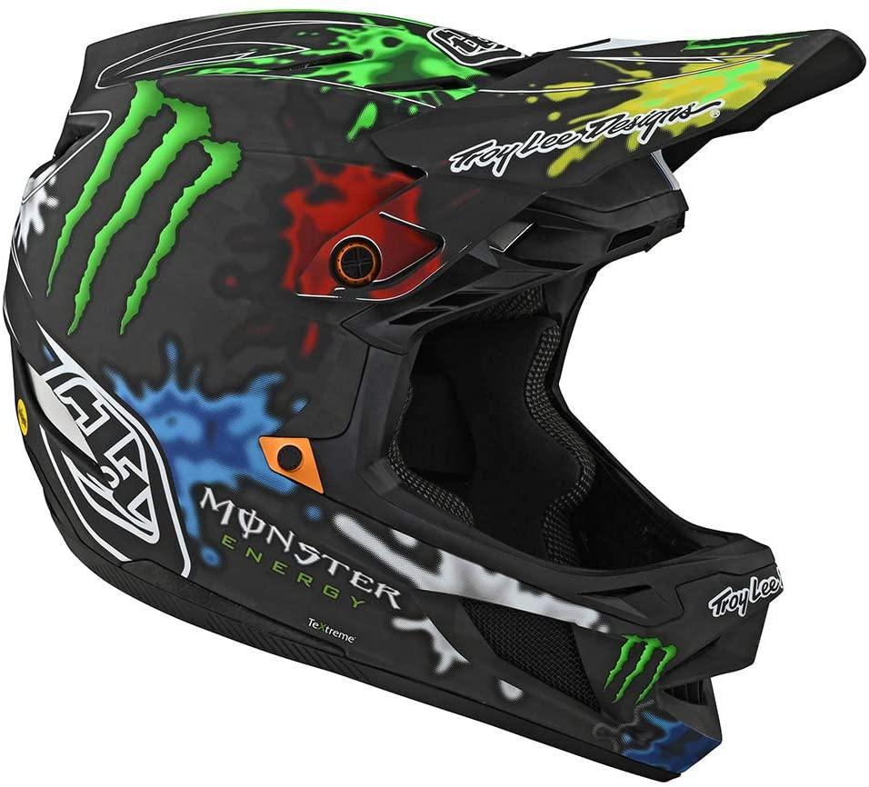 Troy Lee Designs Limited Edition Adult | BMX | Downhill | Mountain Bike D4 Carbon Monster Zink Helmet (Black, Small)