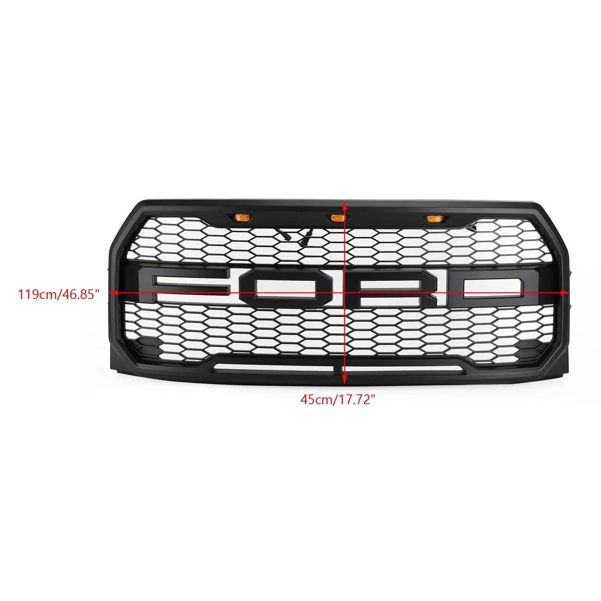 2015-2023 F150 Ford Raptor Style Black Front Bumper Grill W/ LED Grille Replacement Generic