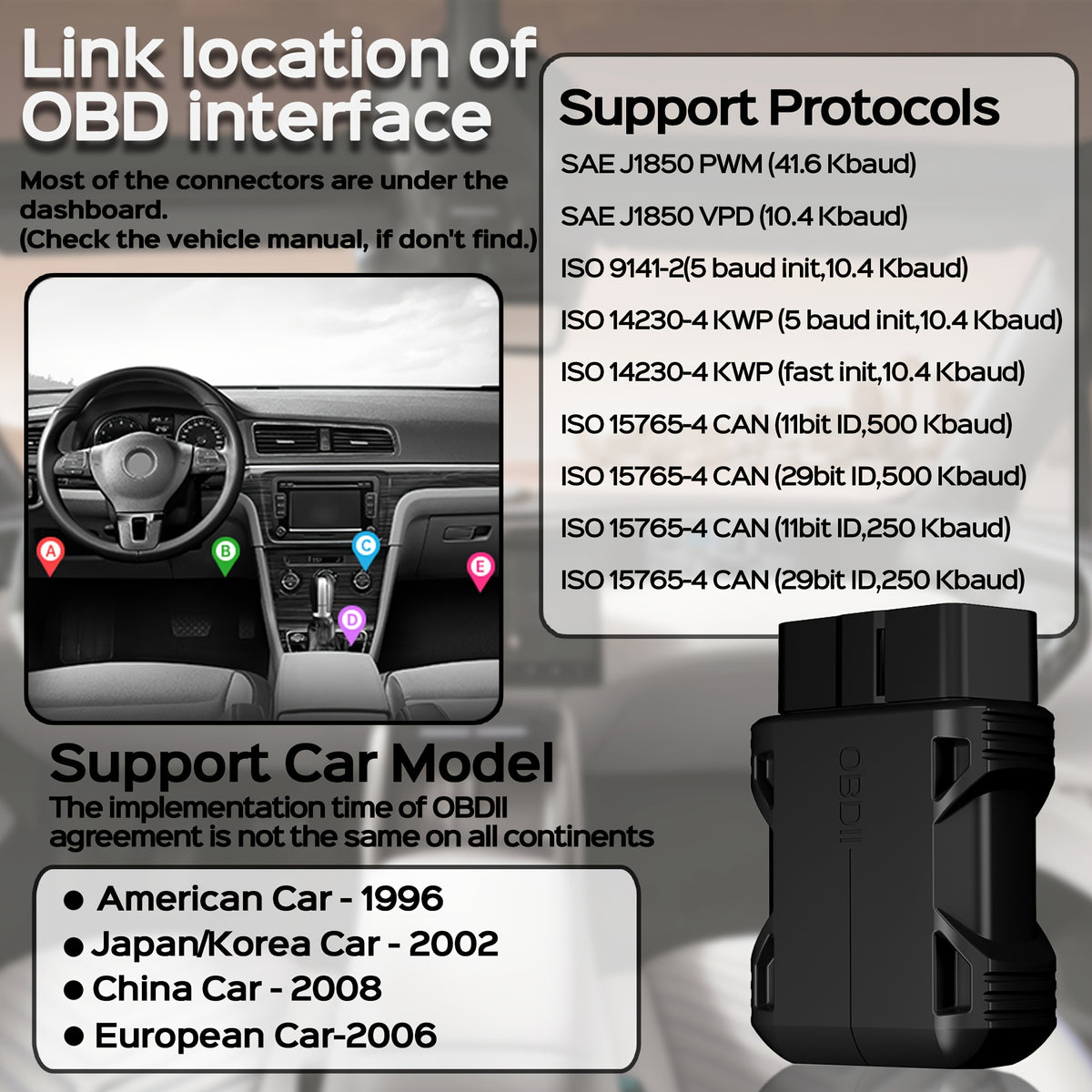 Upgraded ELM327 Car OBD2 Scanner Auto Code Reader Diagnostic Check Engine Light Scan Tool 5.0 Adapter OBDII Tools For IOS For Android OBD Reader