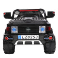 12V Power Wheels, 3 Speeds Ride On Car Truck for Child 3-7, Double Drive Electric Cars with Remote Control, LED Lights, Kids Vehicle for Christmas Gifts to Ride on Pavement Grass Mud, Black, Q7997
