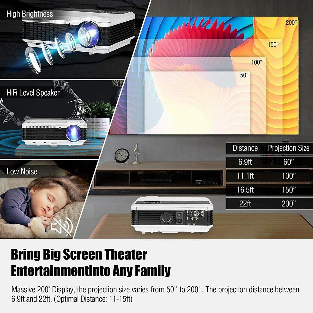 eug smart projector full hd home theater wireless 1080p airplay netflix zoom tv