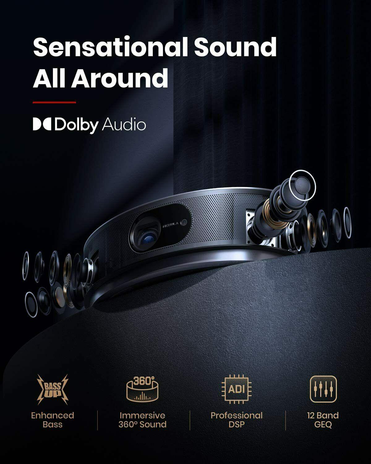 nebula cosmos max 4k uhd projector android tv 9.0 dolby home theater 3d audio