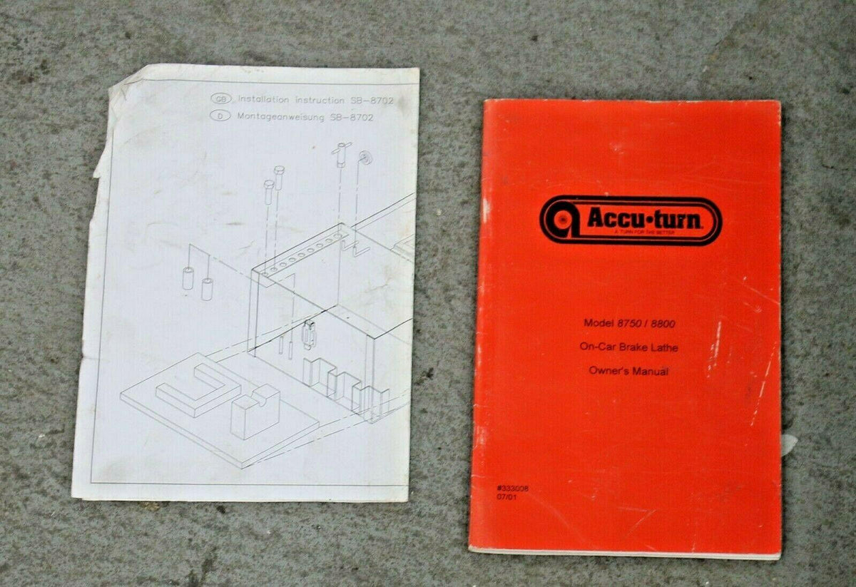 AccuTurn 8700 OTV OTC On Car Disc Rotor Brake Lathe