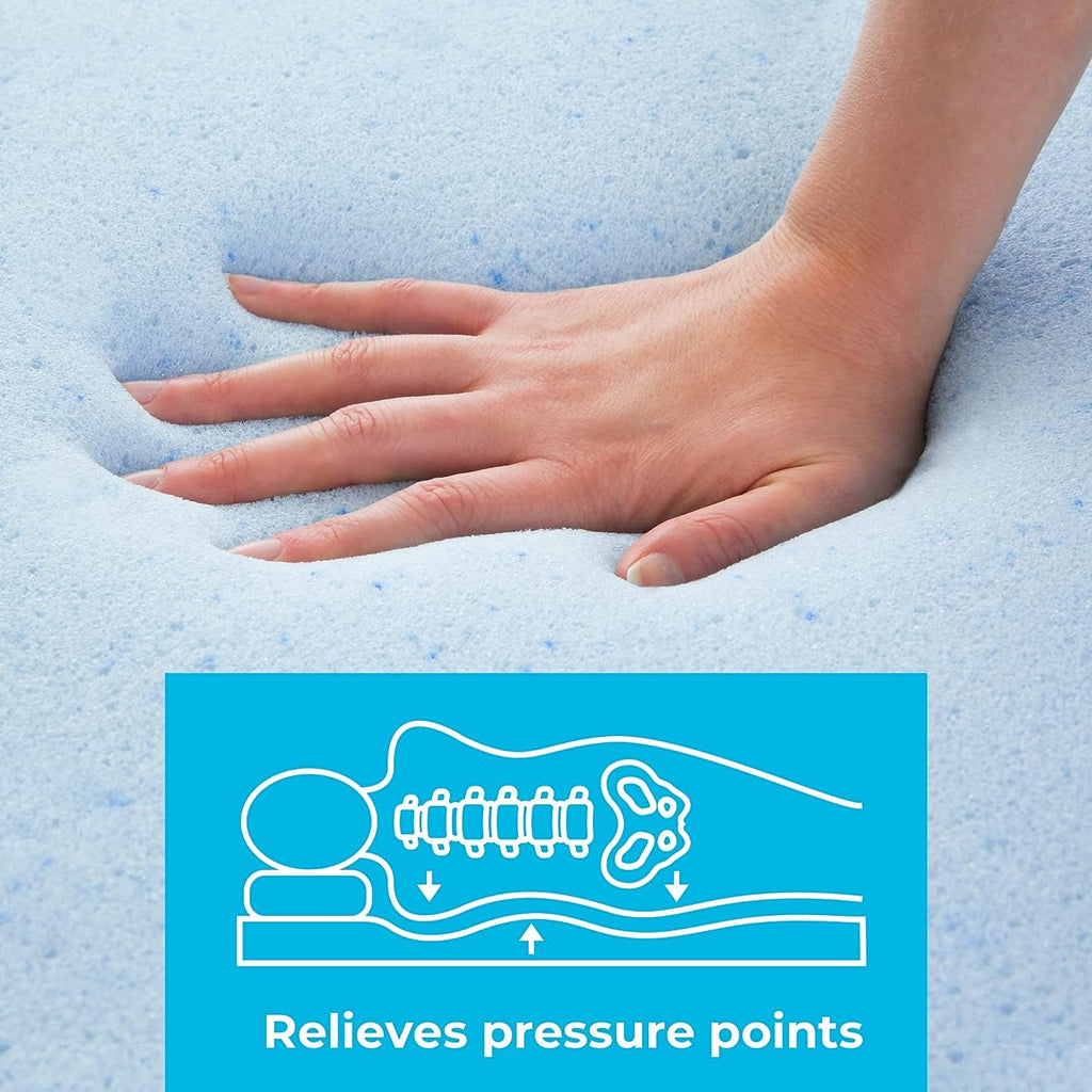 Linenspa 2 Inch Memory Foam Mattress Topper, Gel Infused Queen Mattress Topper, CertiPUR-US Certified