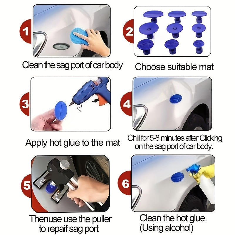 Car Body Paintless Dent Repair Tools Dent Repair Kit Car Dent Puller With Glue Puller Tabs Removal Kits