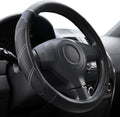 Elantrip Sport Leather Steering Wheel Cover 14 1/2 inch to 15 inch Universal, Padded Soft Grip Breathable for Car Truck SUV Jeep, Anti Slip Odorless Black