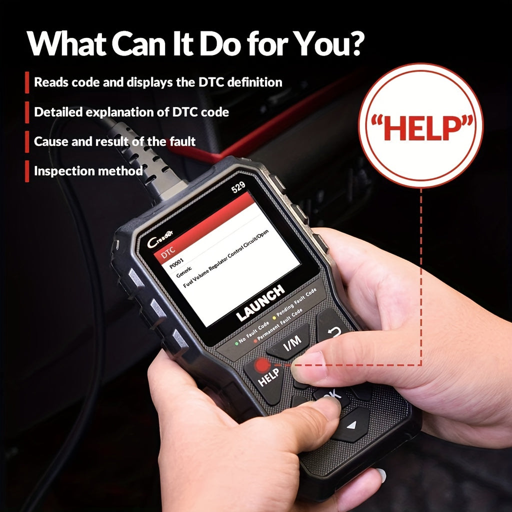 LAUNCH OBD2 Scanner CR529 One-Click I/M, Full OBDII Code Reader, 5 Years Quality Backup, F Ree Lifetime Update Diagnostic Scan Tool, Clear Codes