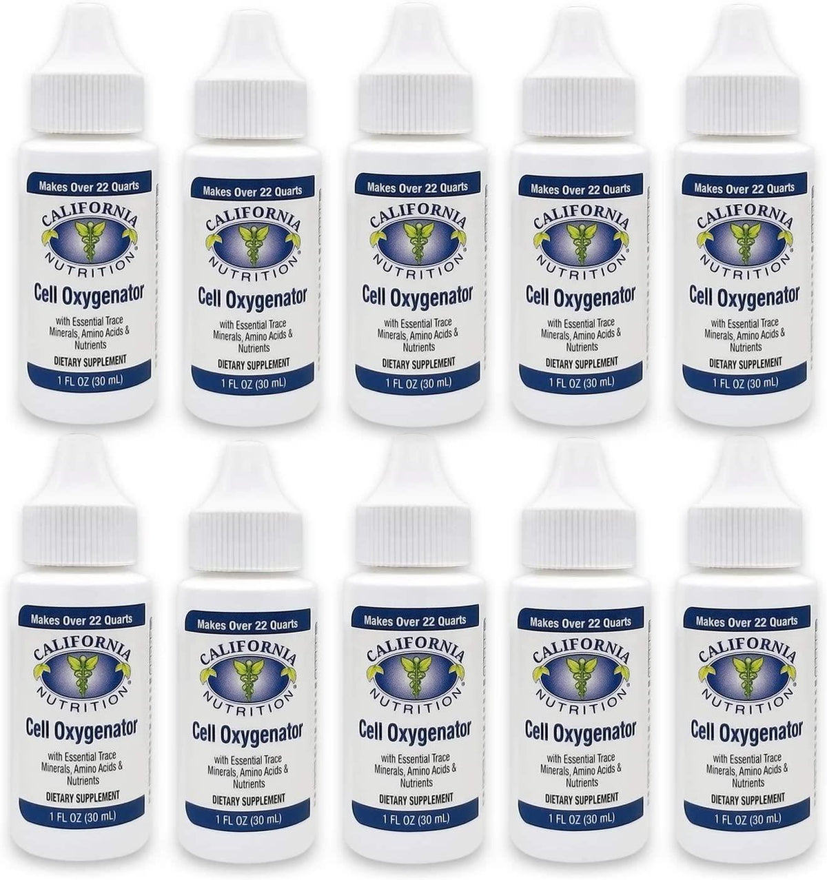 California Nutrition Cell Oxygenator 1 Fl Oz Bottle (Pack of 10), Liquid Oxygen Drops Daily Nutritional Supplement