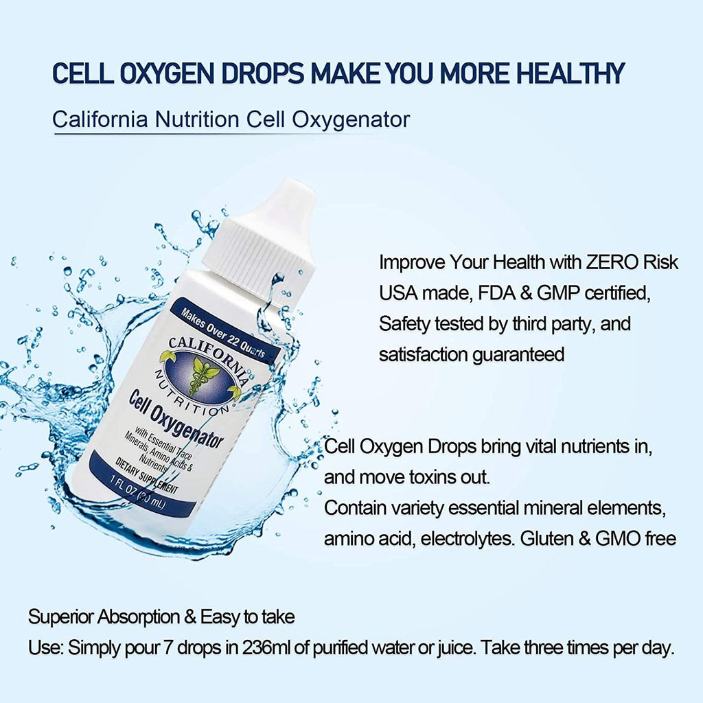 California Nutrition Cell Oxygenator 1 Fl Oz Bottle (Pack of 12), Liquid Oxygen Drops Daily Nutritional Supplement