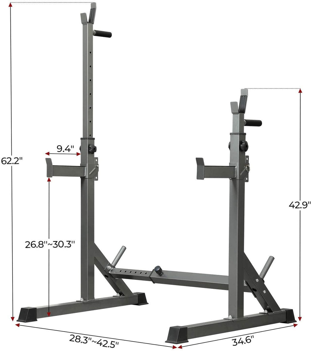 Squat Rack, Multi-Function Adjustable Barbell Rack, Max Load 500 LBS Bench Press Stands, Adjustable Weight Rack Dip Stand Fitness Barbell Bench Home Gym