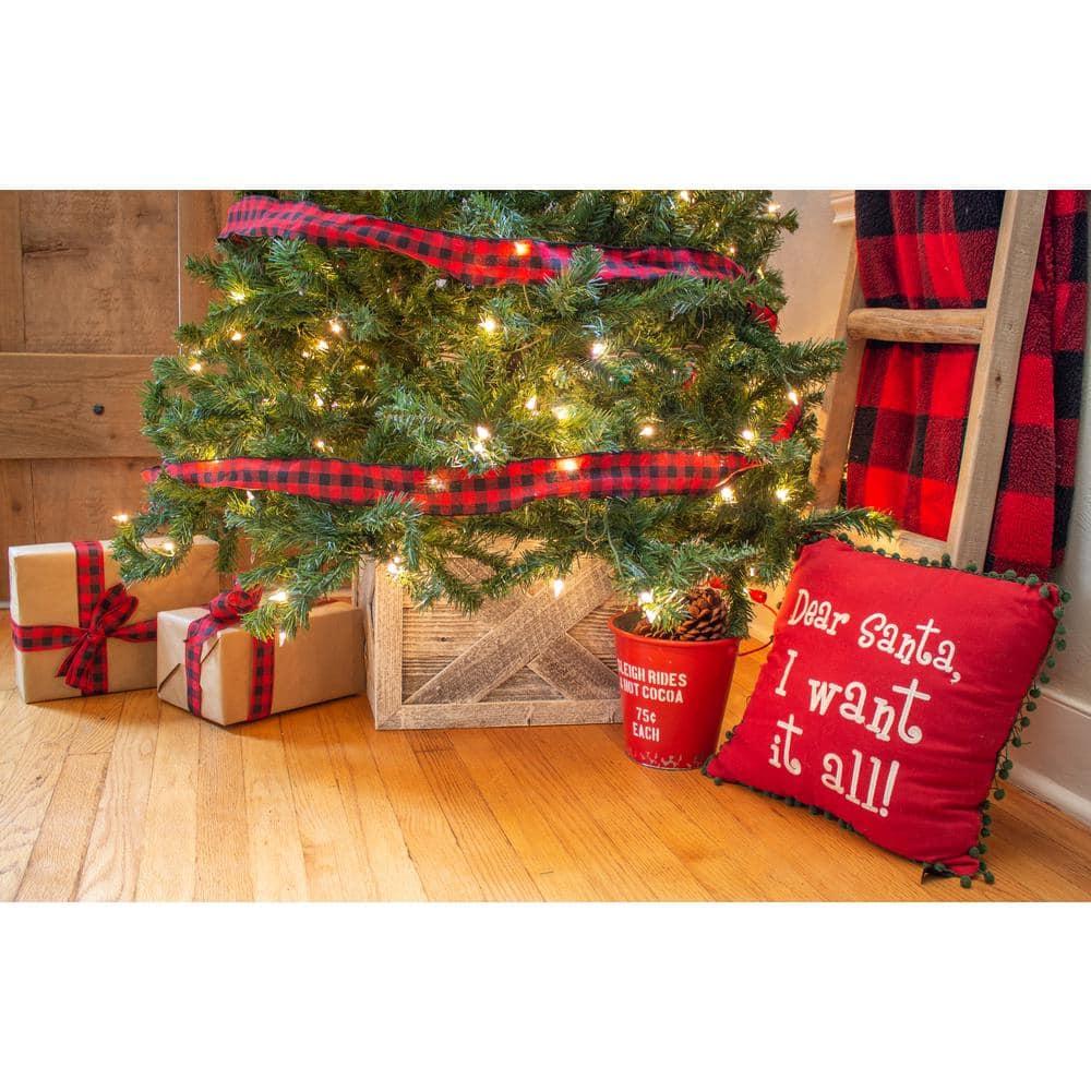 Farmhouse Deluxe 17.5 in. W x 11.5 in. H, 24 in. Dia, White Wash Decorative Christmas Tree Box Collar