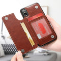 Retro PU Leather Multi Card Holders Case For iPhone