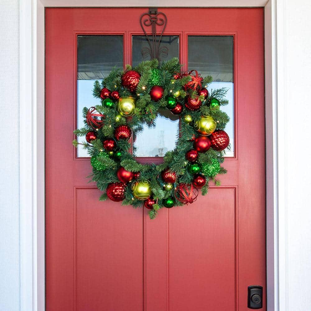 30 in. Artificial Pre-Lit LED Festive Holiday Wreath