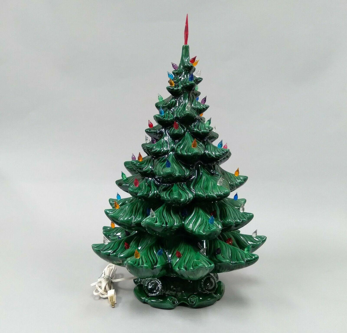 21 Atlantic Mold Green Ceramic Multi Color Light-Up Christmas Tree