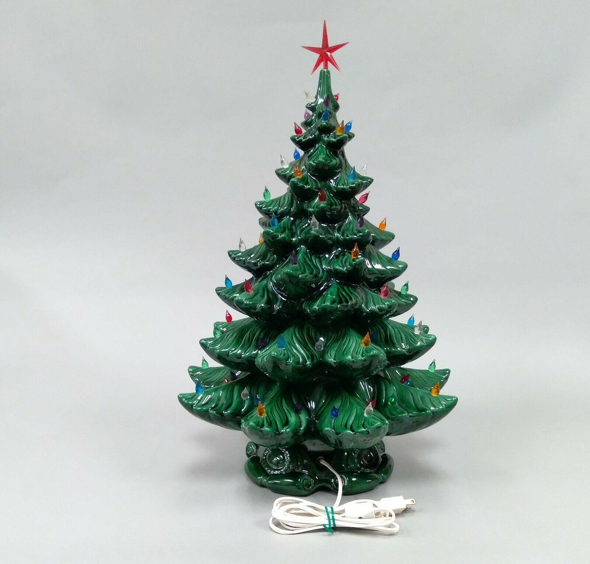 21 Atlantic Mold Green Ceramic Multi Color Light-Up Christmas Tree