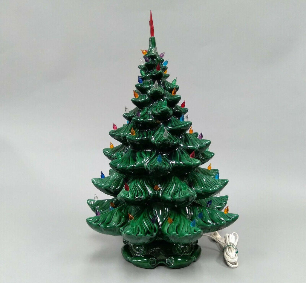 21 Atlantic Mold Green Ceramic Multi Color Light-Up Christmas Tree