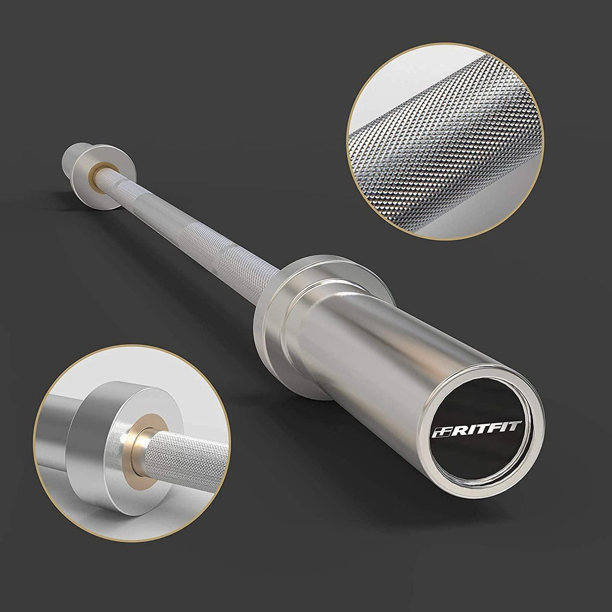 RitFit 4 Ft., 5 Ft., 6 Ft. Olympic Barbell Bar, General Purpose Weight Bar Suitable for Olympic Lifts and Power Lifts
