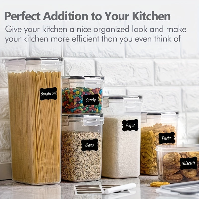 9Pcs Airtight Food StoraContainers With Lids,BPA Free,Plastic Kitchen And Pantry Canisters For Cereal,Dry Food,Flour And Sugar,Dishwasher Safe
