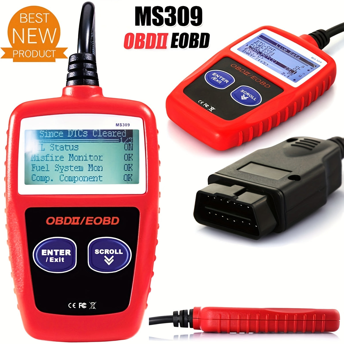 MS309 OBD2 OBDII EOBD Fault Code Reader, Car Diagnostic Scanner Tool