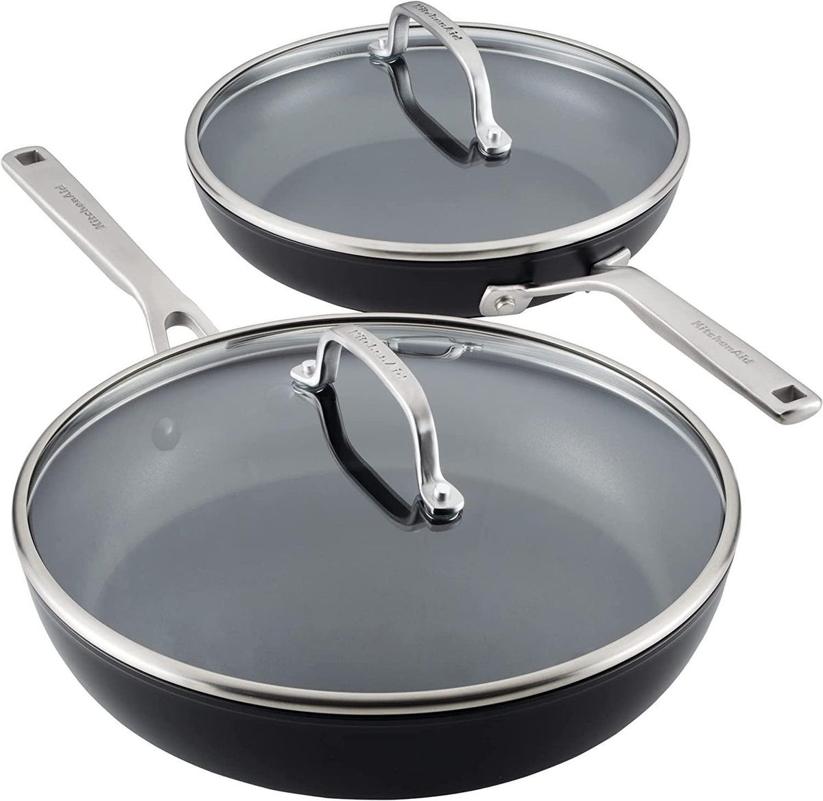 KitchenAid Hard Anodized Induction Nonstick Frying Pans / Skillet Set, 4 Piece - Matte Black