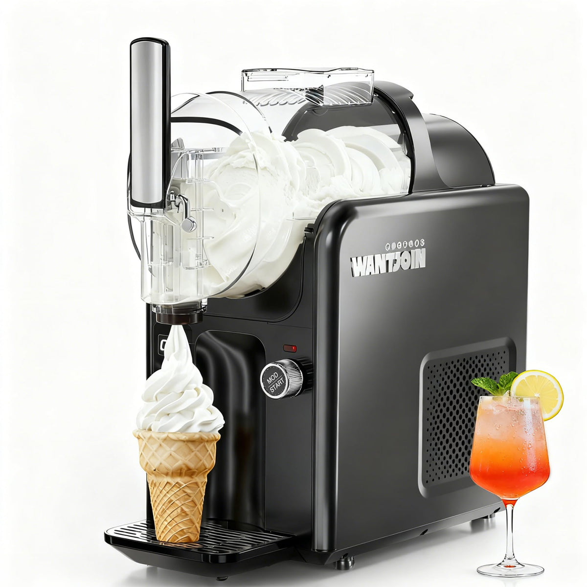 2-in-1 Slushie Machine – 72 oz Black Frozen Drink Machines with 6 Preset Modes, No Ice Needed, Quiet and Simple Knob Operation, Frozen Drink Maker for Ice Cream, Margarita & Slushy