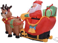 ZMDZA Christmas Inflatable Santa Cute Doll Pulled by 2 Reindeer Lights Party Outdoor Garden Yard Decoration Christmas Doll