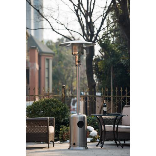 Outdoor Patio Propane Heater with Portable Wheels 47,000 BTU 88 inch Standing Gas Outside Heater Stainless Steel Burner Commercial &amp; Residential Hammered Black for Party Restaurant Garden Yard-SS