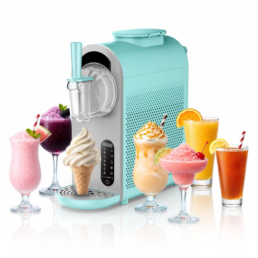 7-in-1 Soft Serve Ice Cream and Slushy Machine, 1.6 Quarts, with -in Compressor, Self-Cleaning Mode, LCD Touch Control, and Adjustable Firmness, (Turquoise)