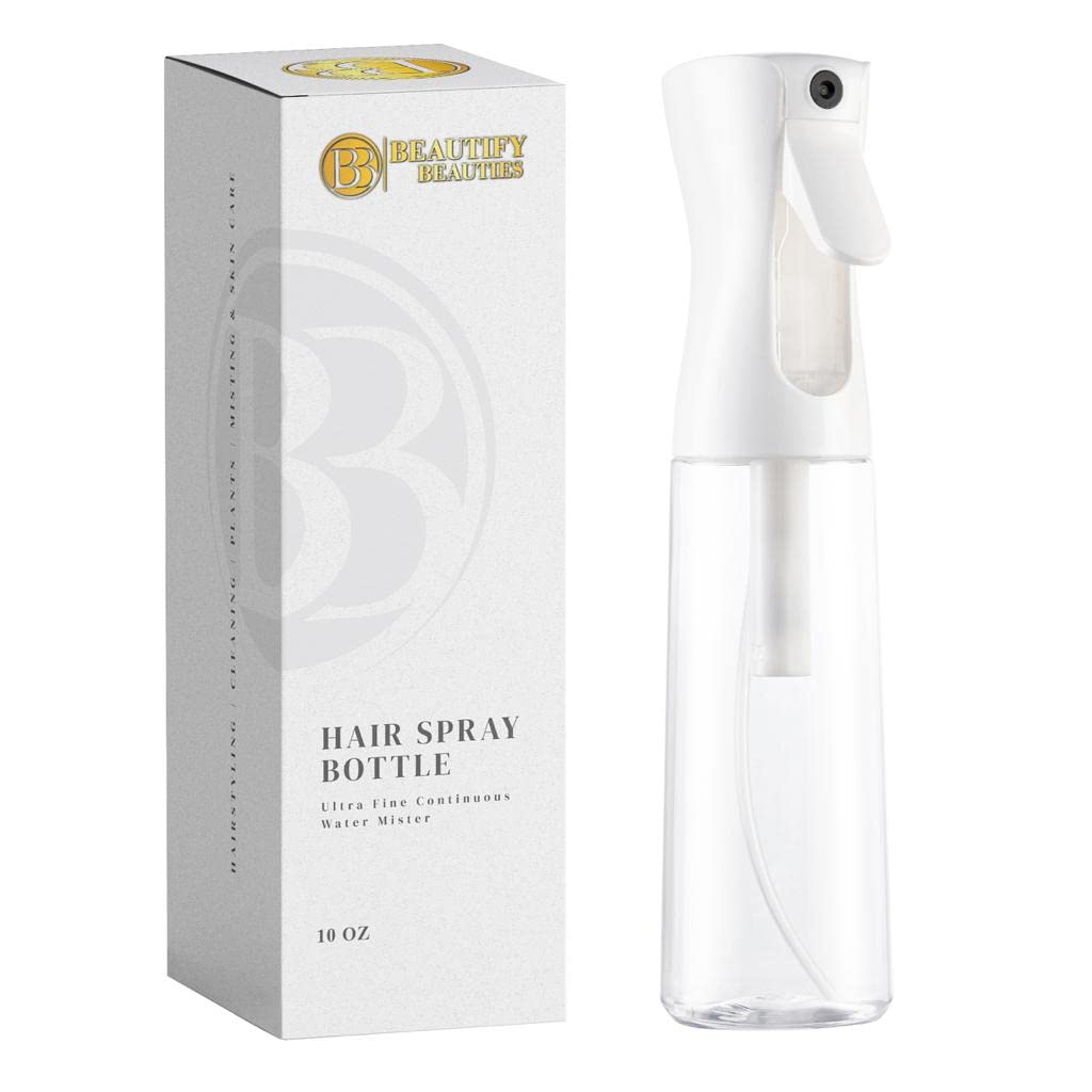 BeautifyBeauties Hair Spray Bottle – Ultra Fine Continuous Water Mister for Hairstyling, Cleaning, Plants, Misting &amp; Skin Care (10 Ounce)