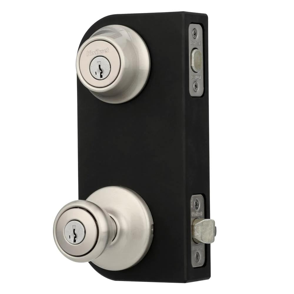 Tylo Satin Nickel Door Knob Combo Pack Featuring SmartKey Security with Microban Antimicrobial Technology