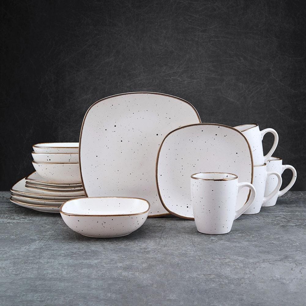 Decker White 16 Piece Dinnerware Set, Service for 4
