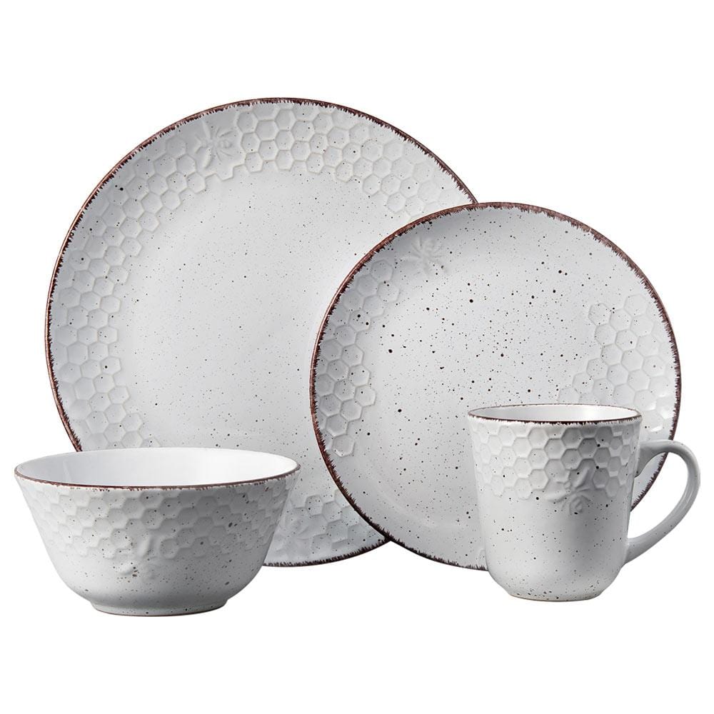 Bumble Bee White 16 Piece Dinnerware Set, Service for 4