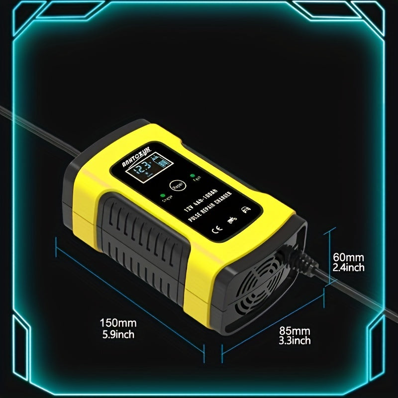 Car Battery Charger 12V 6A Fully-Automatic Smart Trickle Charger Battery Maintainer Pulse Repair Charger Suitable For Car/Moto/Boat/RV/SUV/ATV