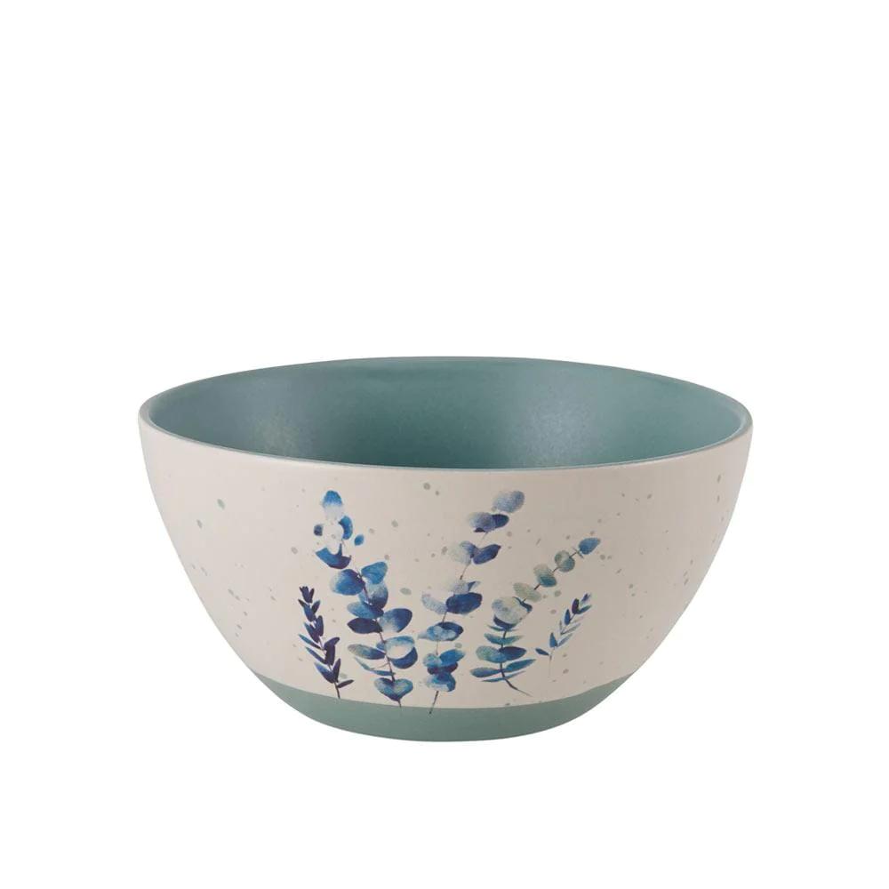 Floral Blue Set of 6 Soup Cereal Bowls, Assorted