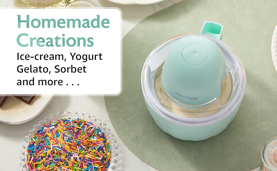 Americana Collection Elite Pint PerfectEIM1205M 1 Pint Ice Cream Maker Freezing Mug, Frozen Yogurt, Sorbet, Gelato Treat, Recipes, Mint