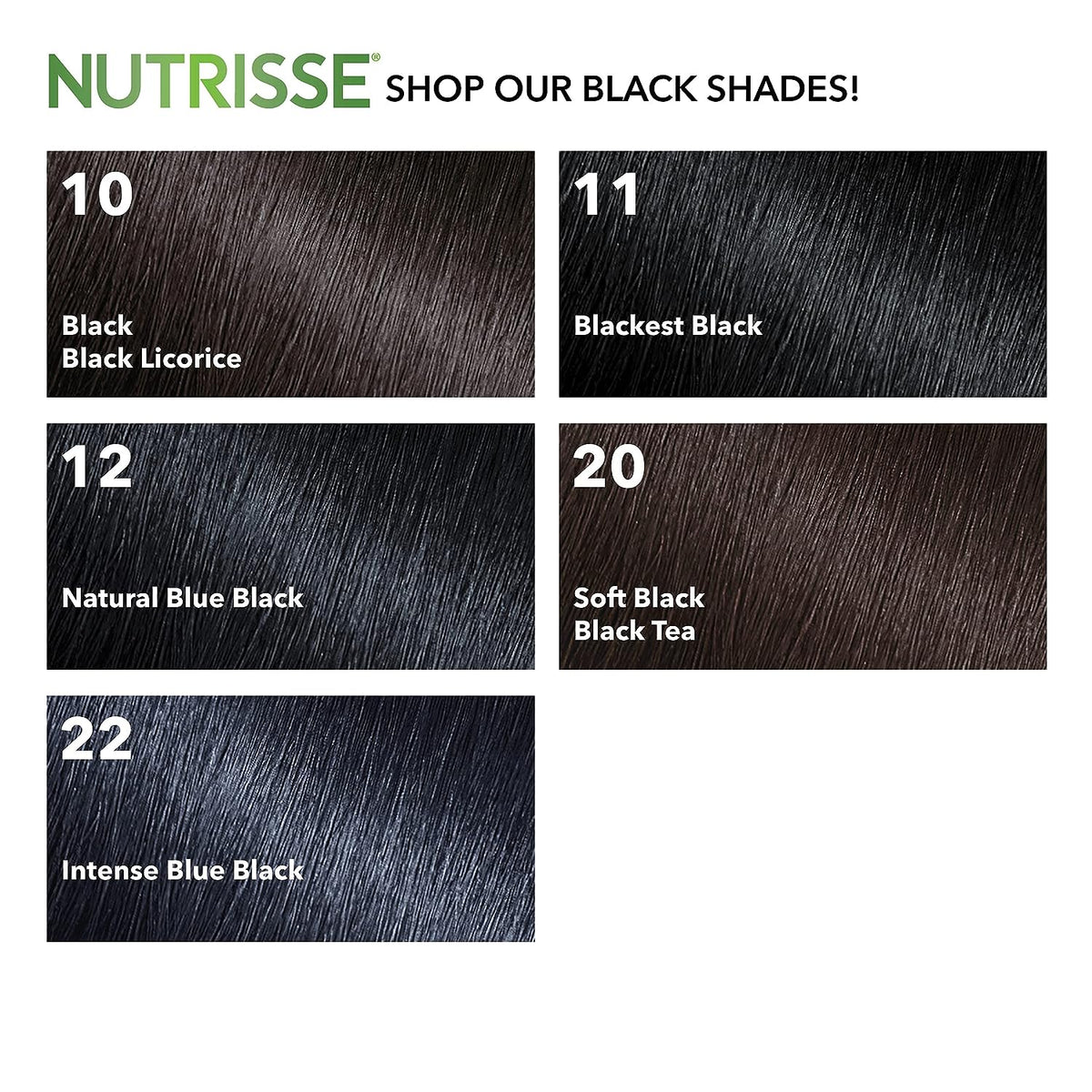 Garnier Hair Color Nutrisse Nourishing Creme, 12 Natural Blue Black (Poppyseed) Permanent Hair Dye, 2 Count (Packaging May Vary)