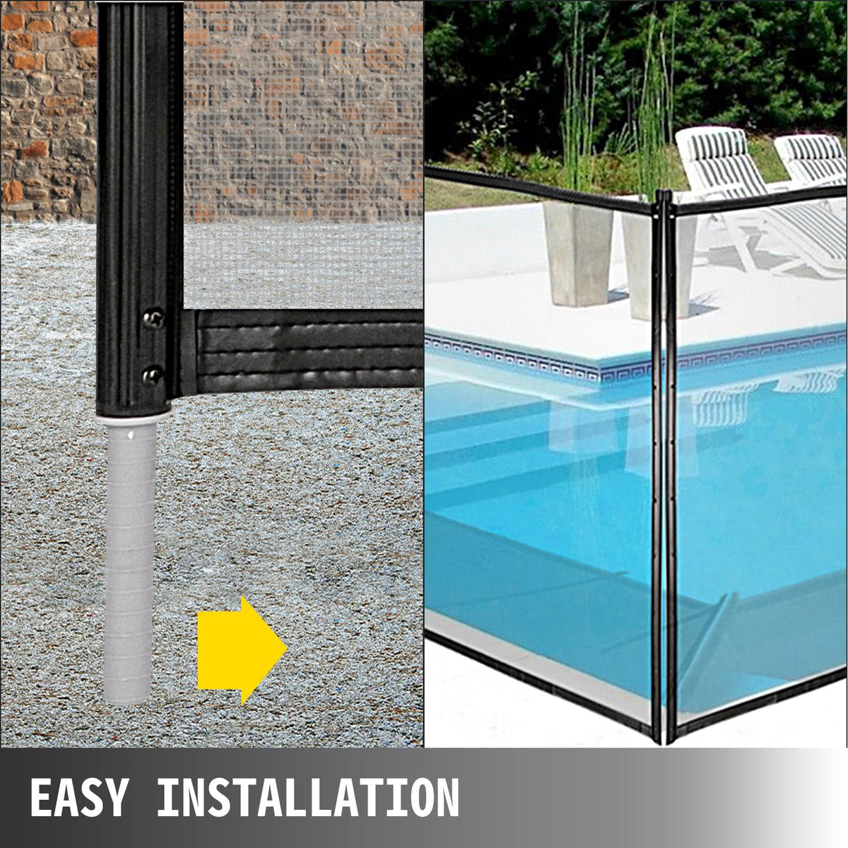 vevor swimming pool security fence pool fence 4' x 12/48/72/96' &amp;4' x 12' door