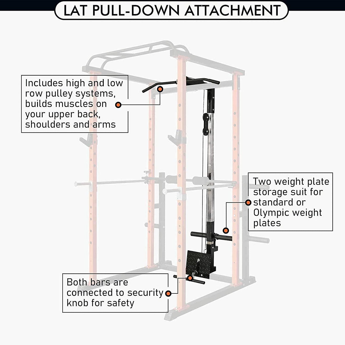 RitFit 1000LB Capacity Power CaRack with Lat pull down, J-hook,  Pulley system, Squat Rack with Landmine, Safety Bar and Power Rack Exercise Ebook