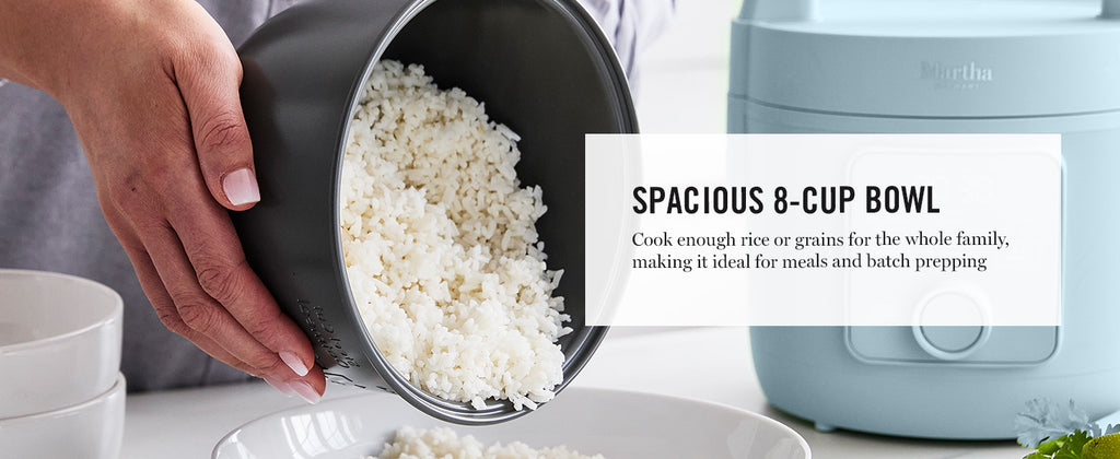 Rice Cooker, 4 Cup (Uncooked) / 8 Cup (Cooked), Ceramic Non-Stick Removable Pot, Keep Warm, Measure Markings, Steam Basket, Brown & Sushi Rice,  Cook, Quinoa, Grains, Oats, Sky Blue