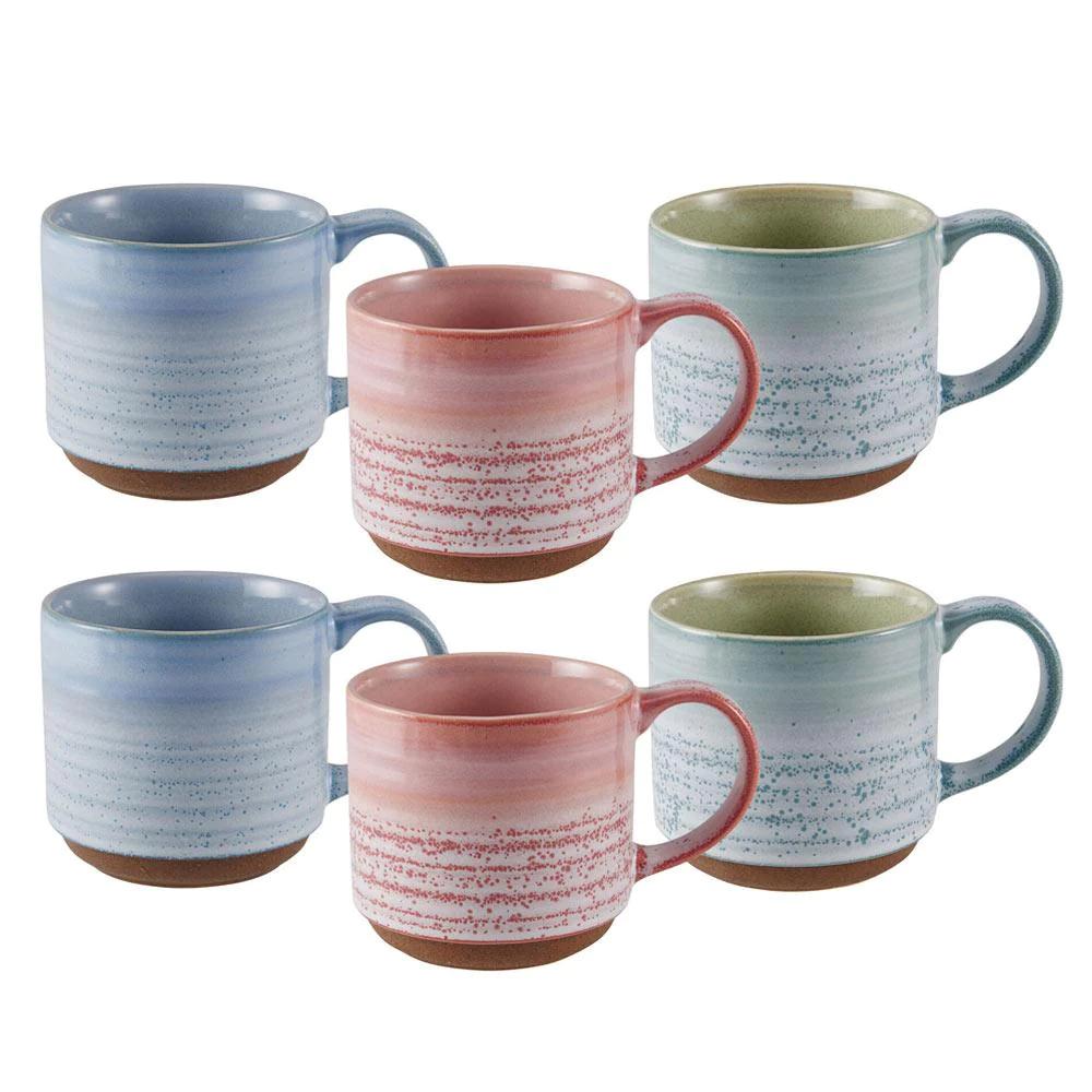 Brushed Set of 6 Reactive Mugs, Assorted
