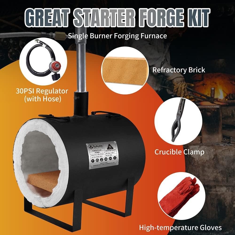 LEZHENQI Propane Forge TF9000 Portable Gas Forge Single Burner Knife Making Blacksmith Kit for Farrier Sword