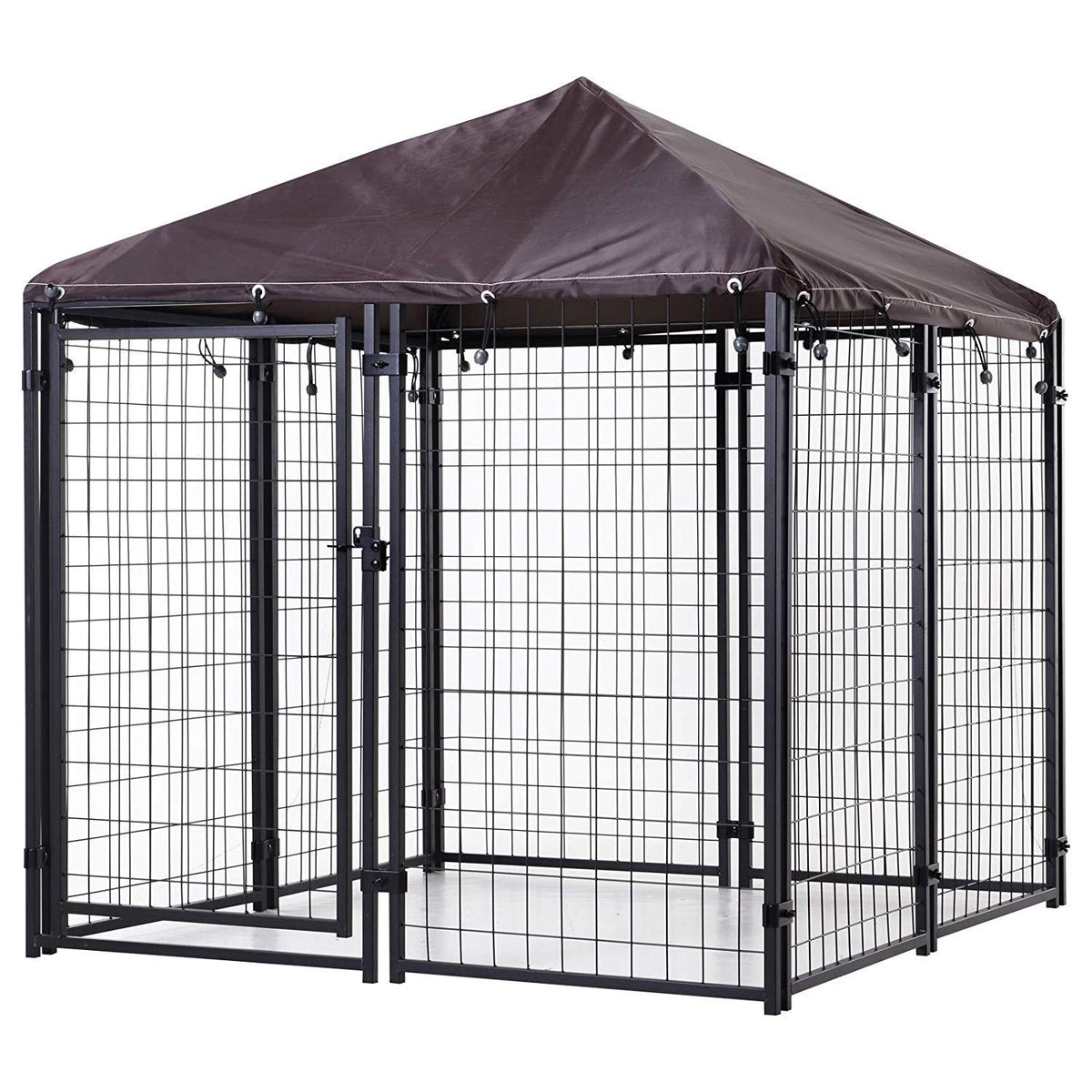 PawHut Lockable Dog House Kennel with Water-Resistant Roof for Small and Medium Small Sized Pets