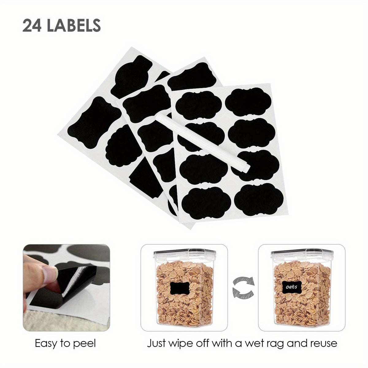 4/8/10pcs Airtight Food StoraContainers Set With Lids,BPA Plastic Kitchen And Pantry Organization Canisters For Cereal Flour,Sugar,with Labels