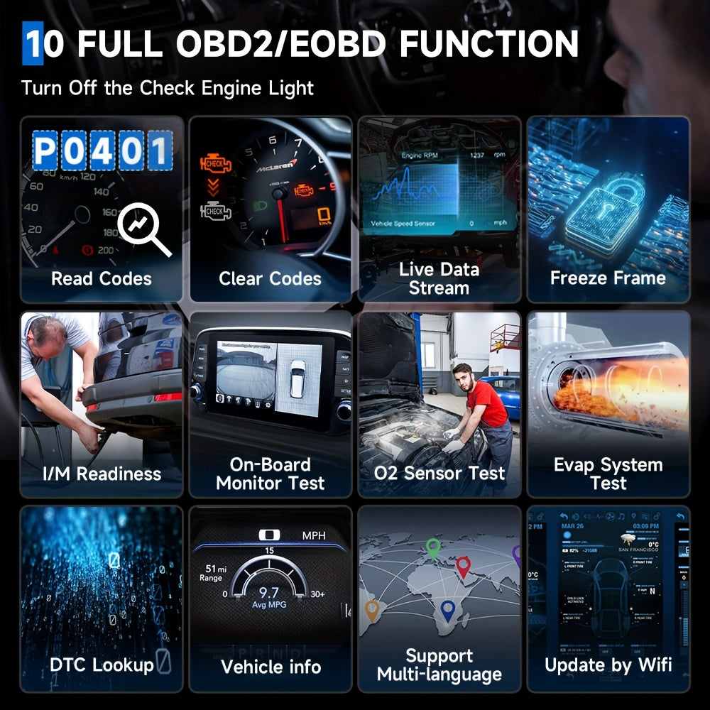 ANCEL FX5000 OBD2 Scanner Car Diagnostic Tool All System ABS Bleeding Oil Reset EPB Reset Automotive Scanner Lifetime Update
