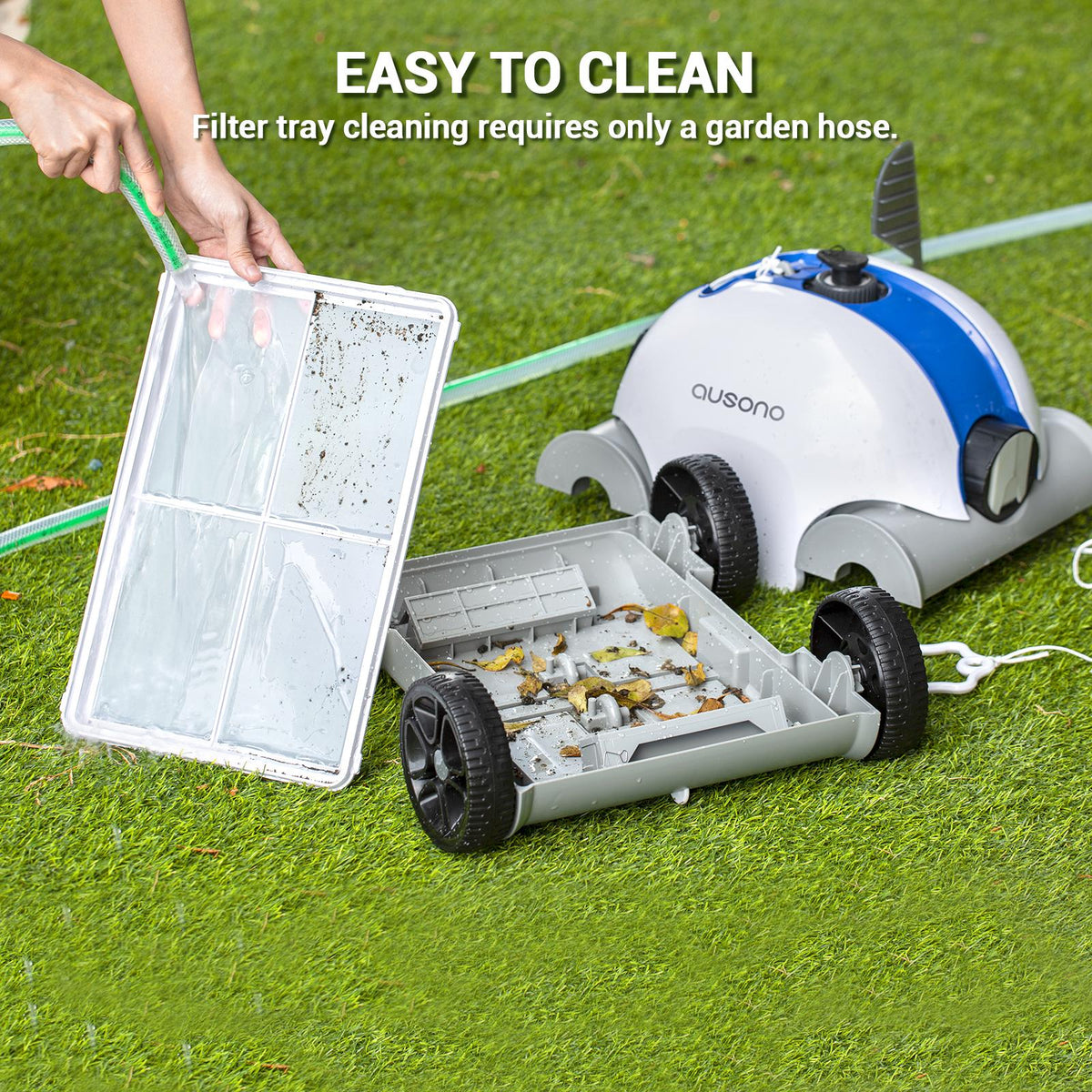 ausono cordless robotic automatic pool cleaner for swimming pools with a flat floor