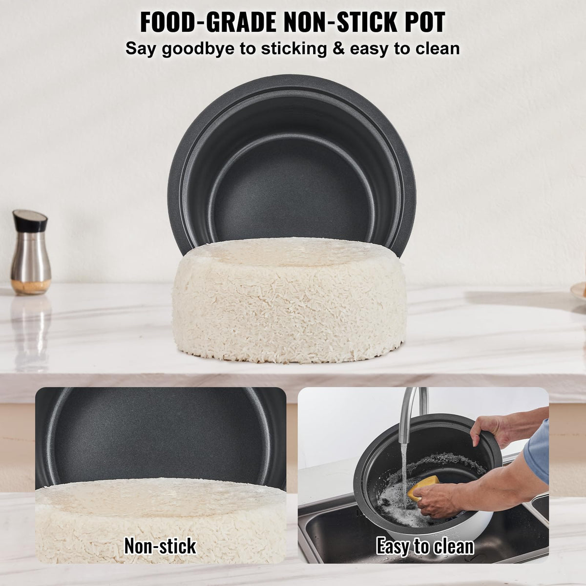 Commercial Rice Cooker, 40-Cup Rice Cooker, 8.45 Qt / 8 Liter LarRice Cooker and Warmer with Nonstick Inner Pot, Fast Cooand 24-Hour Keep Warm, with Rice Cup and Paddle, for Restaurant